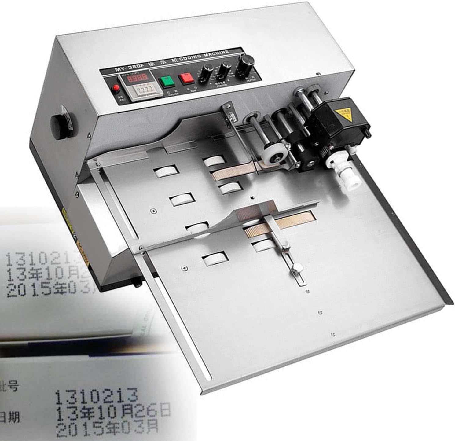 XCSCUK Automatic Ink Wheel Marking Machine, Industrial Automatic Batch Coding Machine,Label/Date Coding,Label Production Date Coding Machine (Widened)