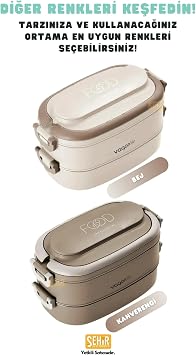 Wagonlife Bento 1140ml Lunchbox 2 Tiers 4 Compartment Mini Bowl Steel Lunch Box (Brown)