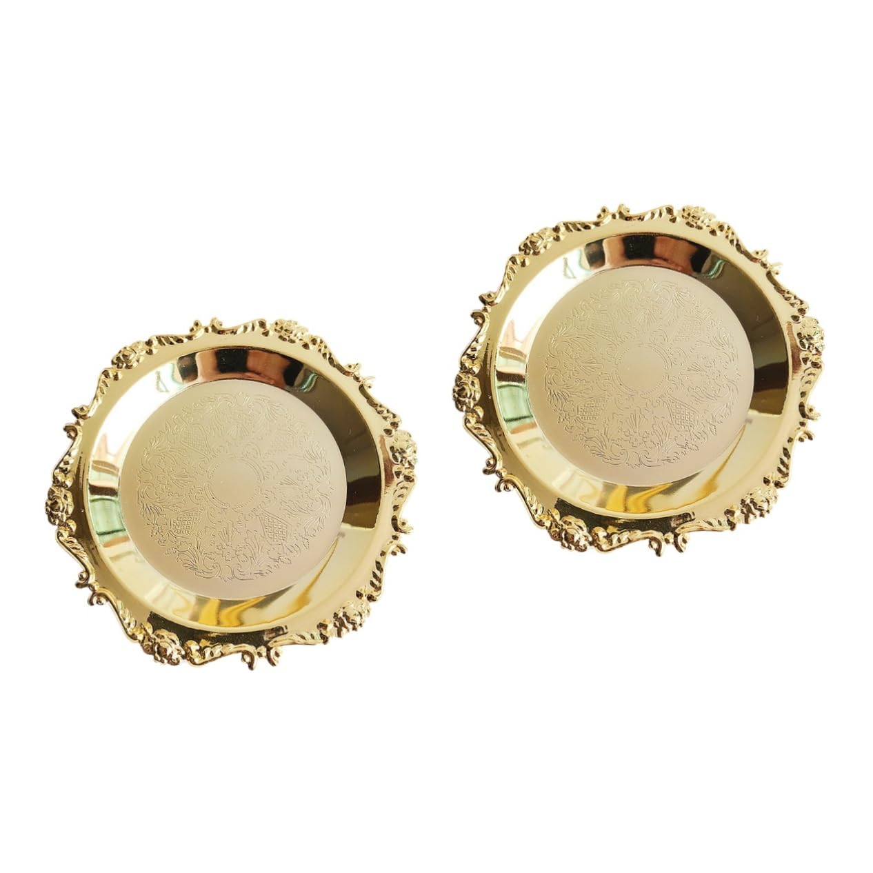 TENDYCOCO 2pcs Place Ring Dish Mini Vanity Desk Necklace Small Stand Food Decor Coquette Decor Circular Soap Dish Brass Mini Fruit Dish Ring Dish Decorative Ring Holder Nordic Salad Plate