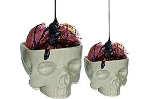 Halloween Ceramic Black Bone Skull Bowls Set
