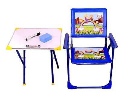 RUDRAMS kids study table with chair with marker & Duster || kids table and chair set || table chair set for kids 3-5 years || kids study table foldable || chair for kids 3-5 years (Design may vary) (Marker Duster)