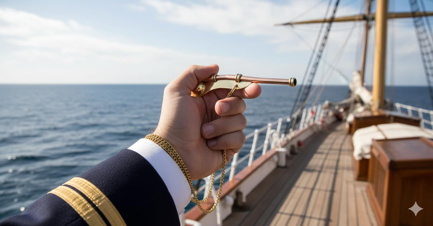 Bosun's Pipe - Sifflet de chef de bateau en cuivre et laiton
