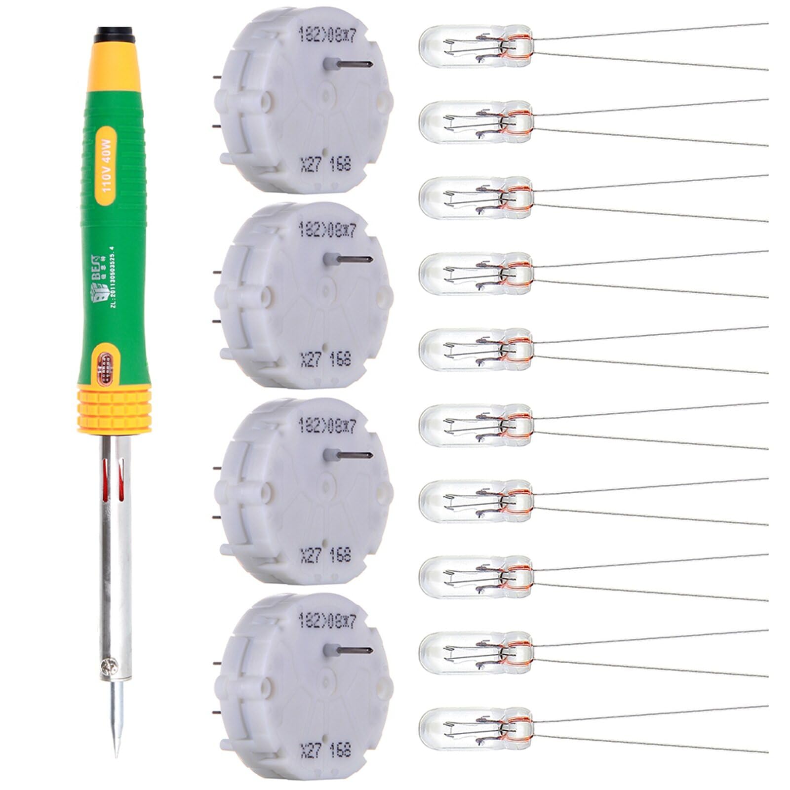 cciyu X27.168 Stepper Motors & Warm White 4.7mm Mini Halogen Bulbs & Soldering Iron