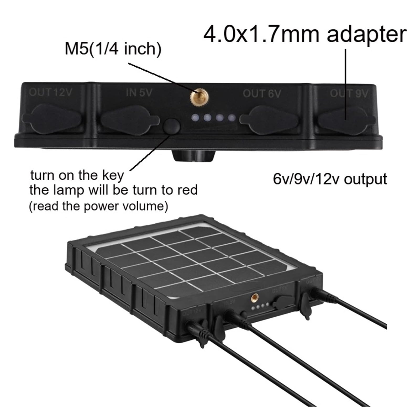 Zestaw paneli słonecznych, Panel Słoneczny 4G 6V/9V/12V Ładowarka 8000mAh Pojemność Zestaw Paneli Słonecznych Do Fotopułapki/polowania/szlak/kamera Bezpieczeństwa