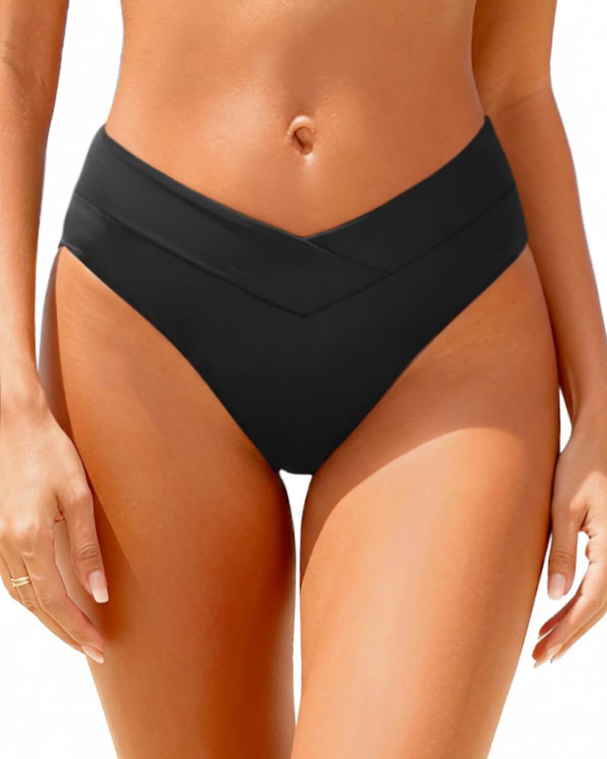 Daci Women V Cut Bikini Bottoms - Mid Waist Cheeky Swim Bottoms High Cut Bathing Suit Bottoms