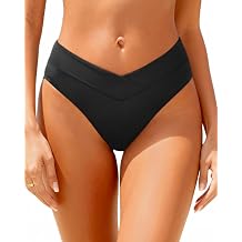 Daci Women V Cut Bikini Bottoms - Mid Waist Cheeky Swim Bottoms High Cut Bathing Suit Bottoms
