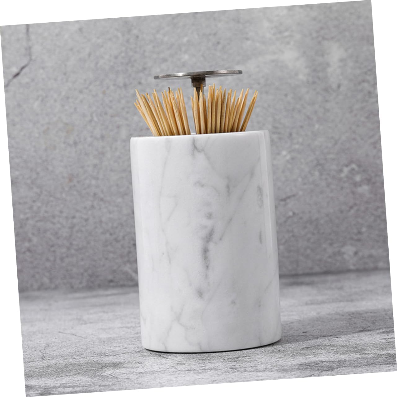 VOSAREA Natural Stone Crafting Storage Box Toothpick and Cotton Swab Holder Decorative Room Ornament
