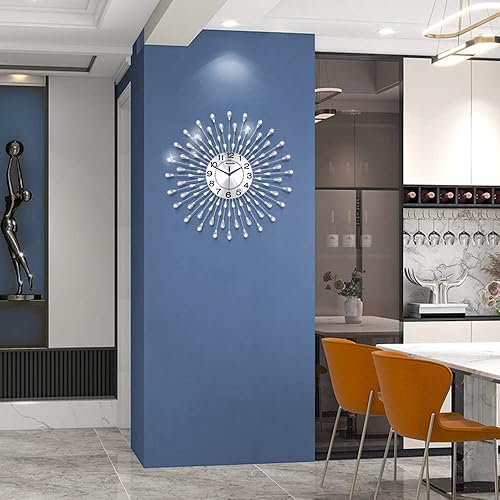 Miniatura 9 de NEOTEND Reloj de pared grande grande para decoración de sala de estar casa de campo moderno reloj de pared de cocina para dormitorio silencioso