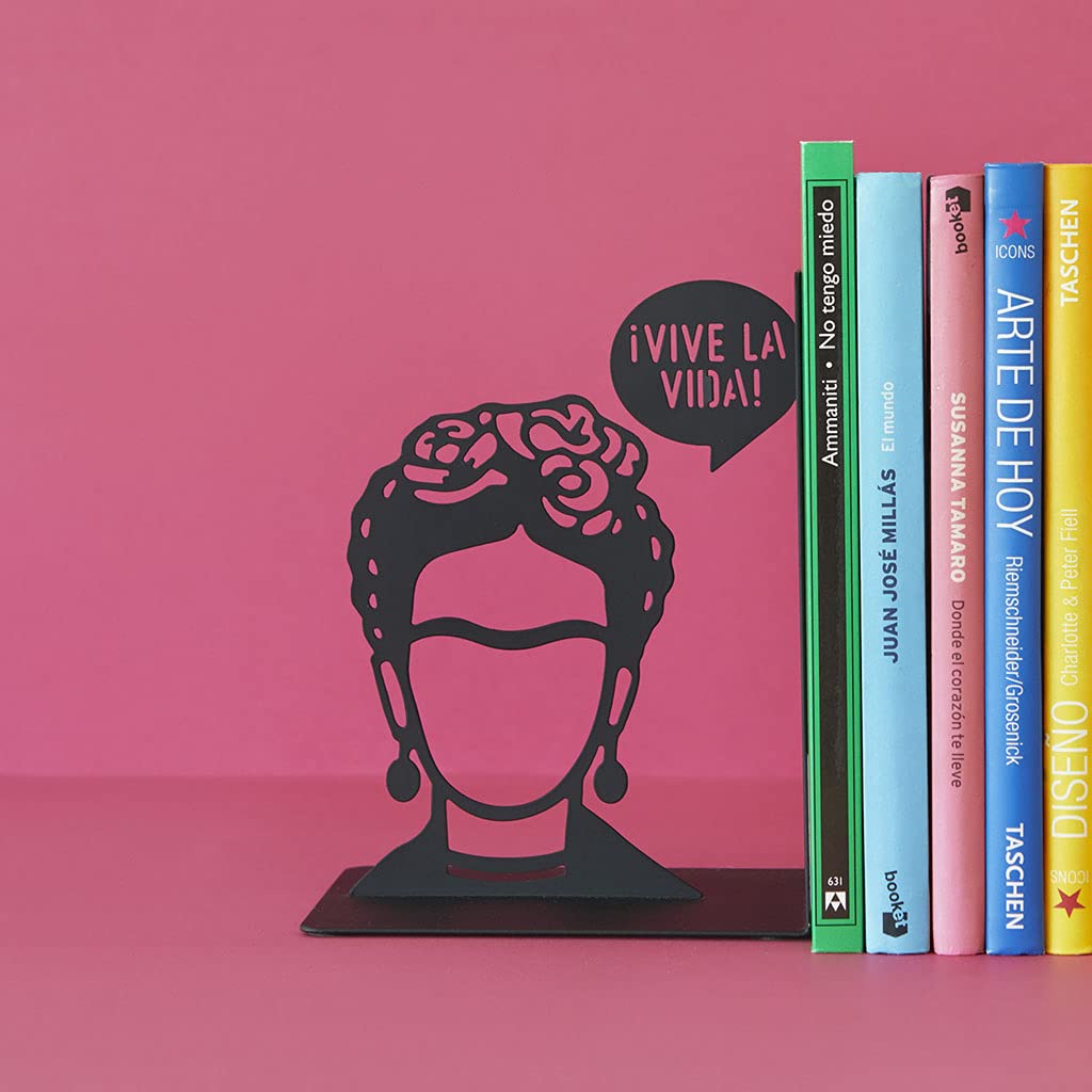 Balvi Buchstütze Frida Schwarz Farbe Buchstütze dekorative Figur mit der ikonischen Frida Eisen 17 cm