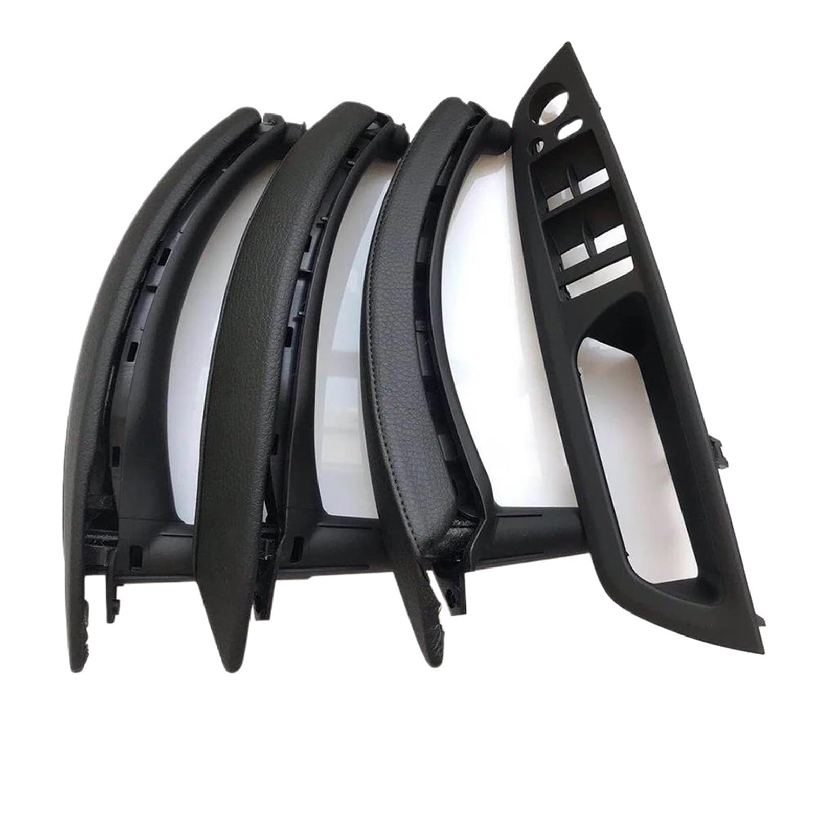 Kmage Rhd Black 7Pcs Interior Door Handle Rhd Interior Door Armrest Handle Leather For X5 X6 E70 E71 E72 2007-2014