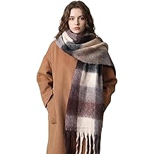 Women Winter Scarf Colorful Checked Warm Scarves Casual Oversized Chunky Blanket Scarf Trendy Christmas Gift Stocking Stuffer