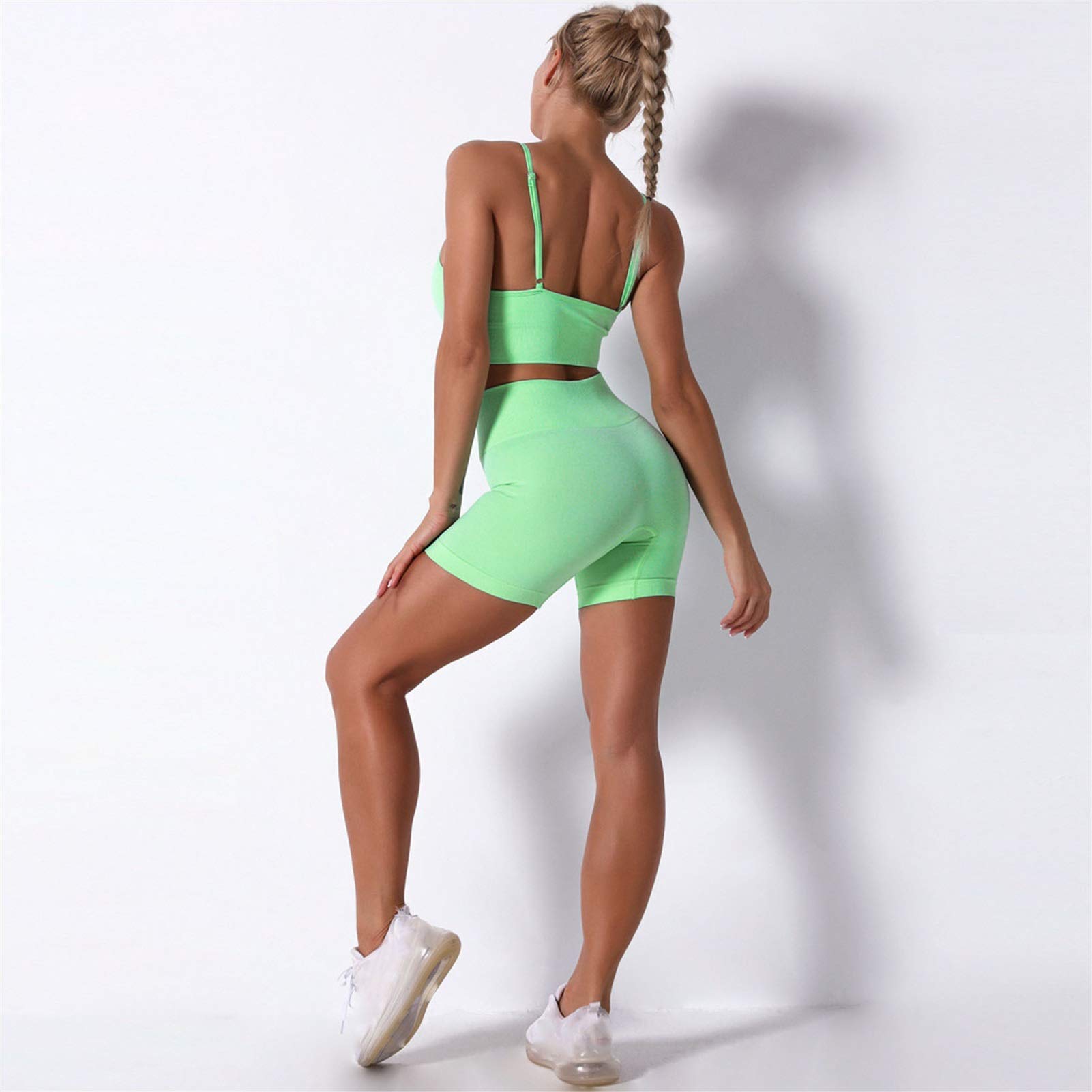 Damski dres sportowy do jogi, dres treningowy, damski zestaw treningowy, 2 sztuki, wysoka talia, cienkie spodenki do jogi, legginsy, seksowne spaghetti, biustonosz sportowy, strój do joggingu, fitnessu