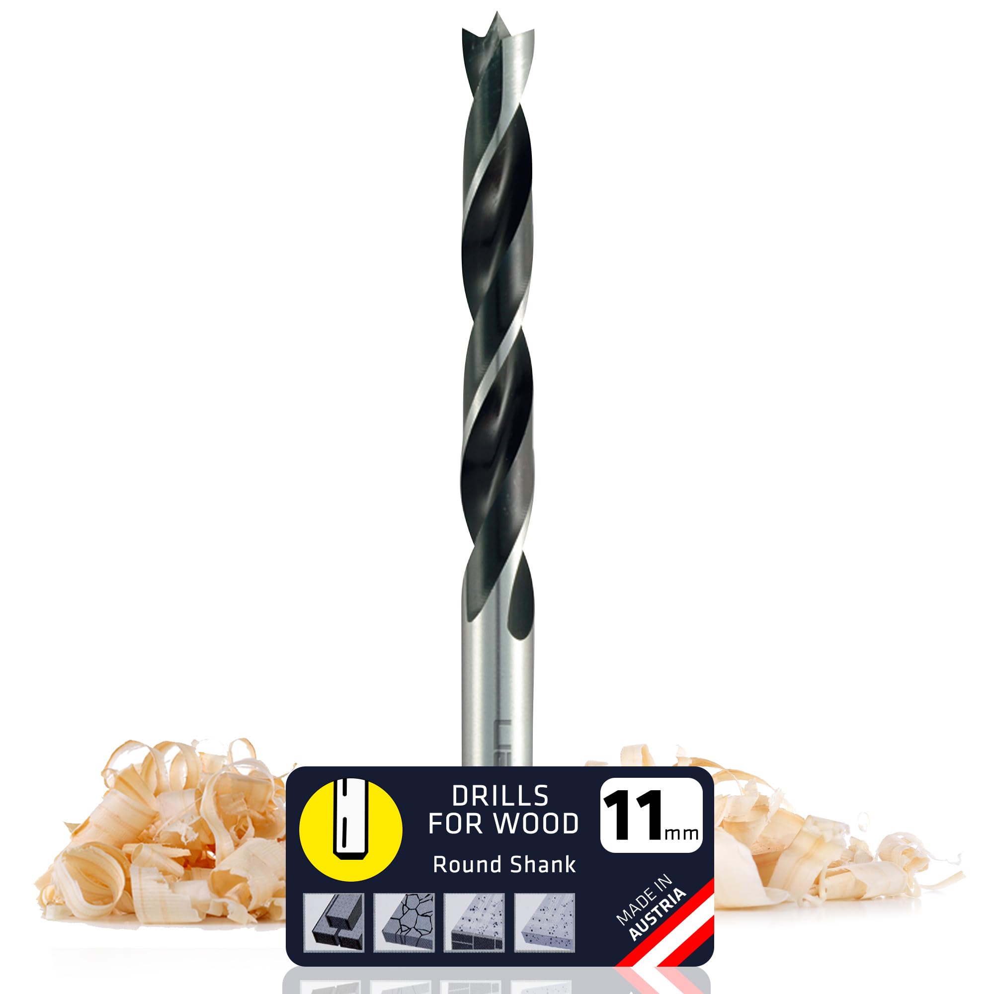 Alpen Wood Drill Bit 11 mm Metric for Hard and Soft Wood - Extra Sharp Edges for Precise Holes and Effortless Drilling - Durable Drill Bit Kit for Fast Woodworking (11mm)