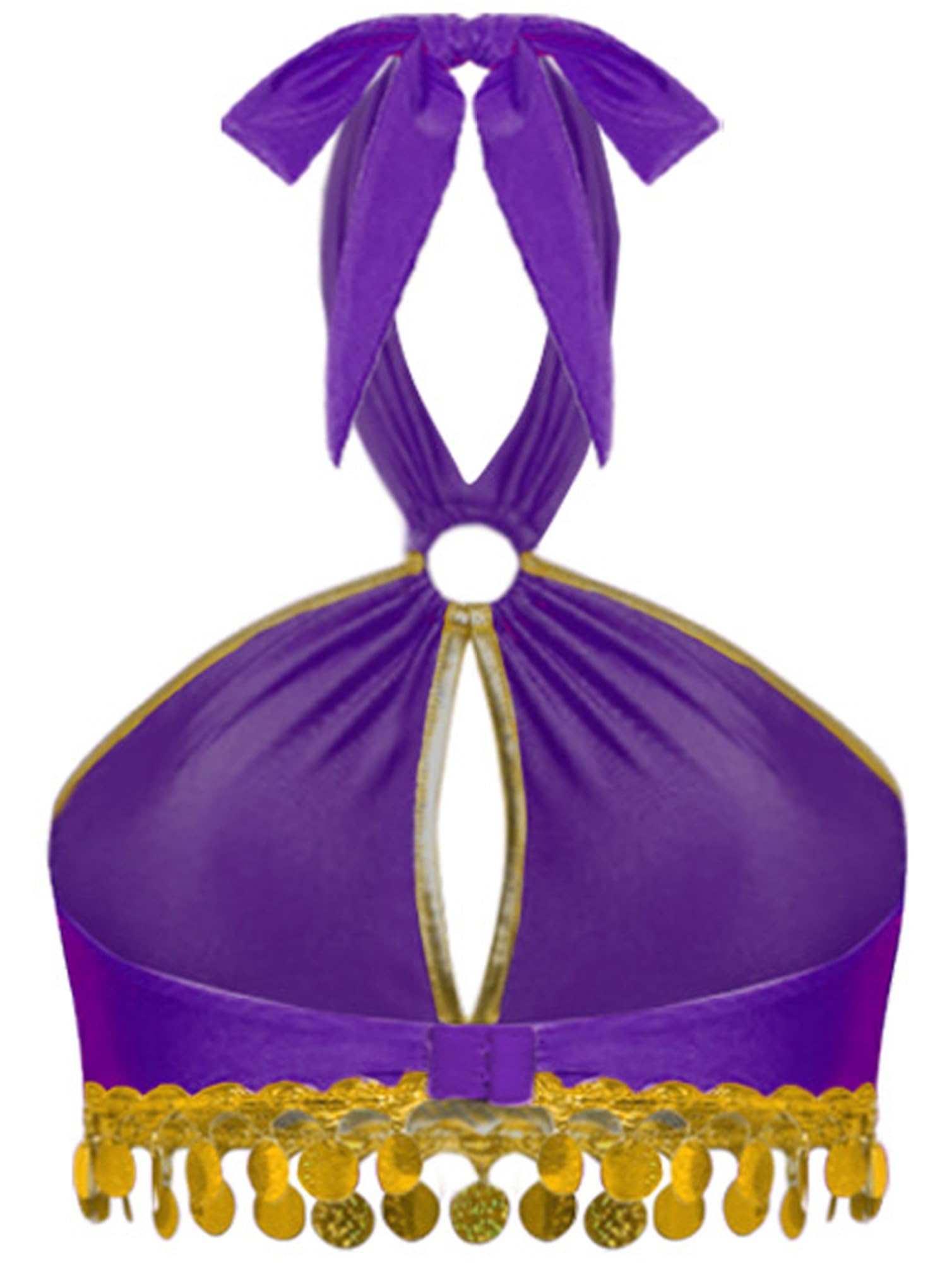 Set da 2 pezzi da donna per danza del ventre, con allacciatura al collo, top e maxi gonna, gonna da ballo indiana