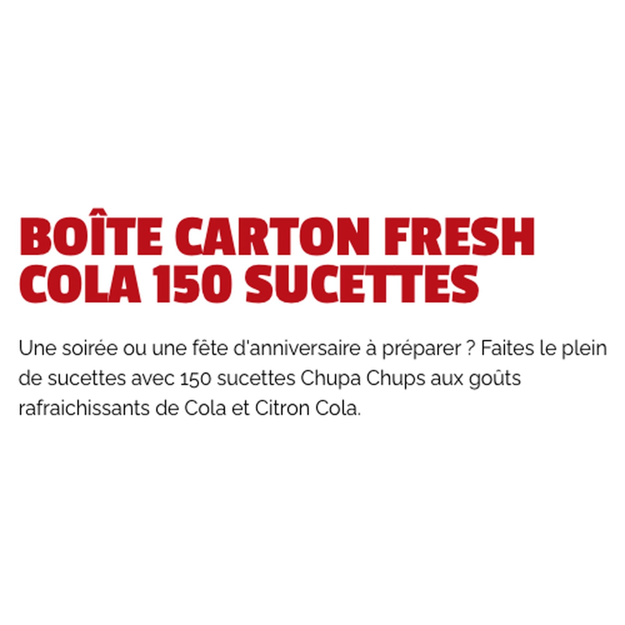 Chupa Chups Fresh – Boîte de 150 Sucettes Cola & Cola Citron