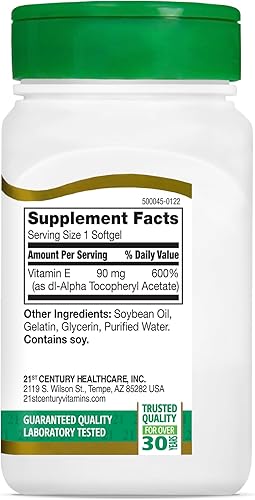 Miniatura 5 de 21st Century Cápsulas blandas E 200 I.U. (Dl-Alpha), 110 unidades (paquete de 2)