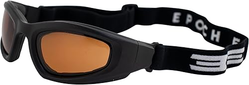 Miniatura 1 de Epoch Eyewear Gafas deportivas acolchadas para motocicleta, color negro con lente ámbar, Negro -