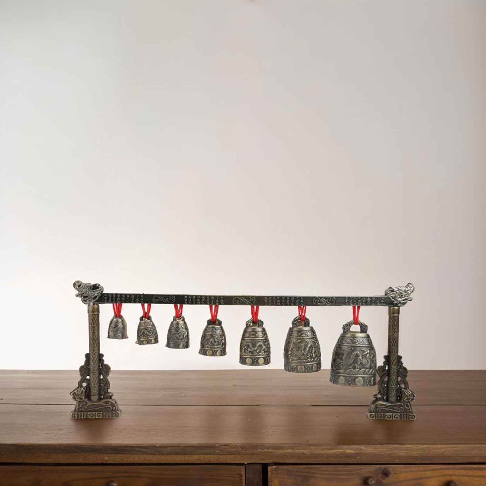 Gong de méditation décoratif en bronze avec 7 clochettes pour des pratiques améliorées de yoga et de pleine conscience