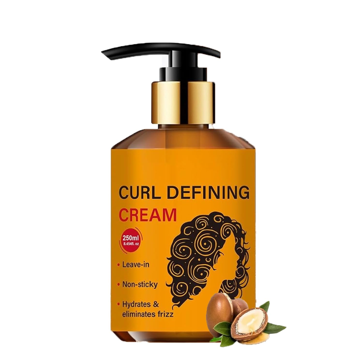 Curl Defining Cream, Anti-Frizz Moisturizing Curl Enhancer for Natural Curly & Wavy Hair, Long-lasting Hair Styling Cream for Soft, Bouncy, Non-Sticky Curls, Adds Shine, All Curly Types (1pcs)