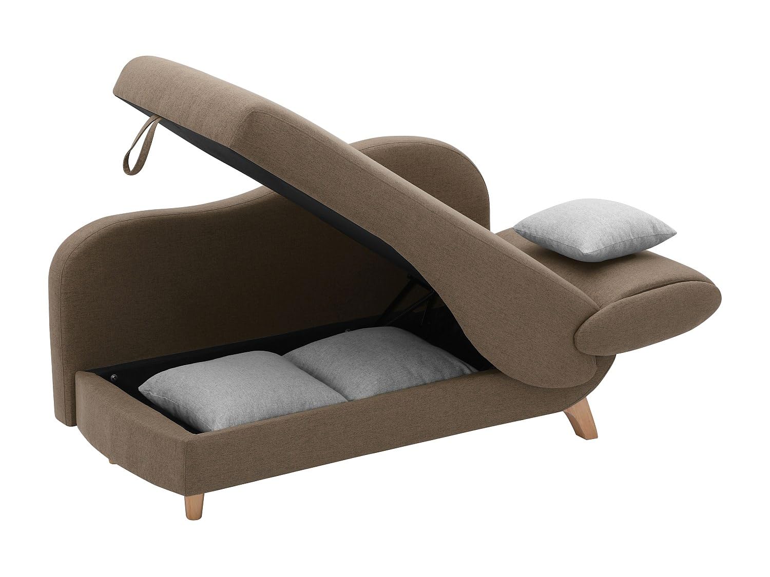 Vente-unique Recamiere mit Schlaffunktion & Stauraum - Ecke rechts - Stoff - Braun - Penelope