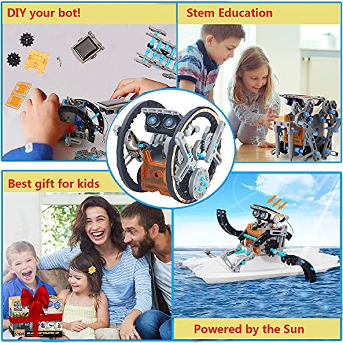 Image of STEM Toys Solar Robot Kit 12-in-1 Construction Toy Powered by Solar STEM Toys Robot Science Kits Students Christmas Birthday Gifts for Boys 8 9 10 11 12 Years Students