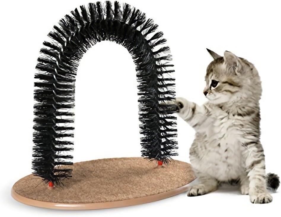 Cat Arch Self Groomer Cat Scratcher Toys,Cat Brush for Grooming with Cat Scratch Pad and Catnip,Cat Brush for Shedding,Cat Scratching Post,Interactive Cat Toys