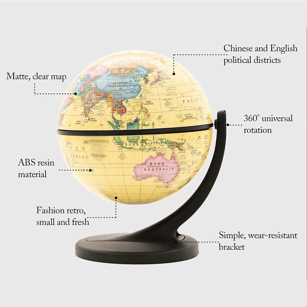 OLOTU Globe éducatif Globe de Bureau Antique de 11 cm/4,3 Pouces Globe Politique avec Base à Pivot Unique Globe terrestre de Bureau Facile à Lire pour Les Enfants et Les Adultes Globe Politique