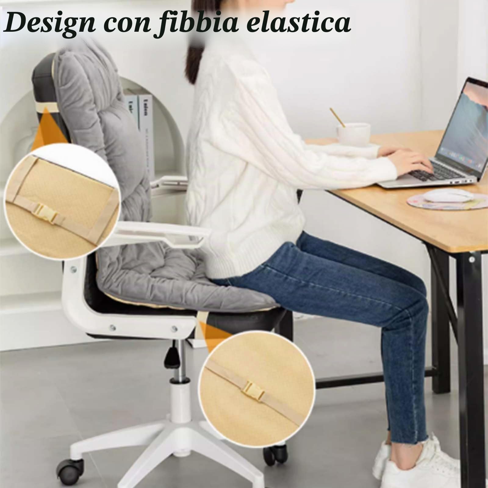 Cuscino Riscaldato Per Sedia Da Ufficio, Cuscino Del Sedile Riscaldato Con 9 Temperature Regolabili E 4 Tempi, Riscaldamento Del Sedile, Rimovibile E Lavabile(Gray)
