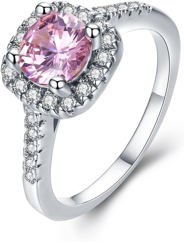 UFOORO Bague De Fiançailles Pour Femme En Zircone Cubique Avec Solitaire En Cristal, Cristal, Zircone Cubique