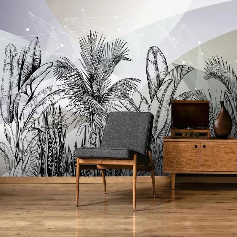 Fresque Murale 3D XLMING Plantes Tropicales pour Rompre la Monotonie des Murs Blancs