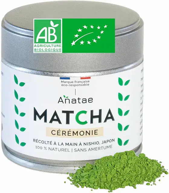 Anatae Thé Matcha Bio Cérémonie Japonais - Poudre Verte 30g Sans Amertume
