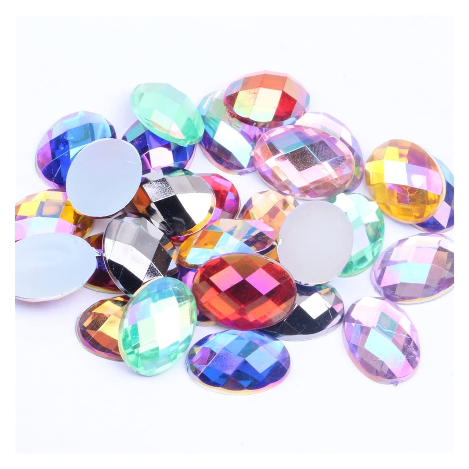 Generico yaoqijie 13x18mm 500pcs a Forma Ovale sfaccettature di Strass acriliche Flatback Ab Colours Colla su Perle Fai da Te Gioielli for Le Unghie d'Arte Lasting (Color : 02 Gold AB)