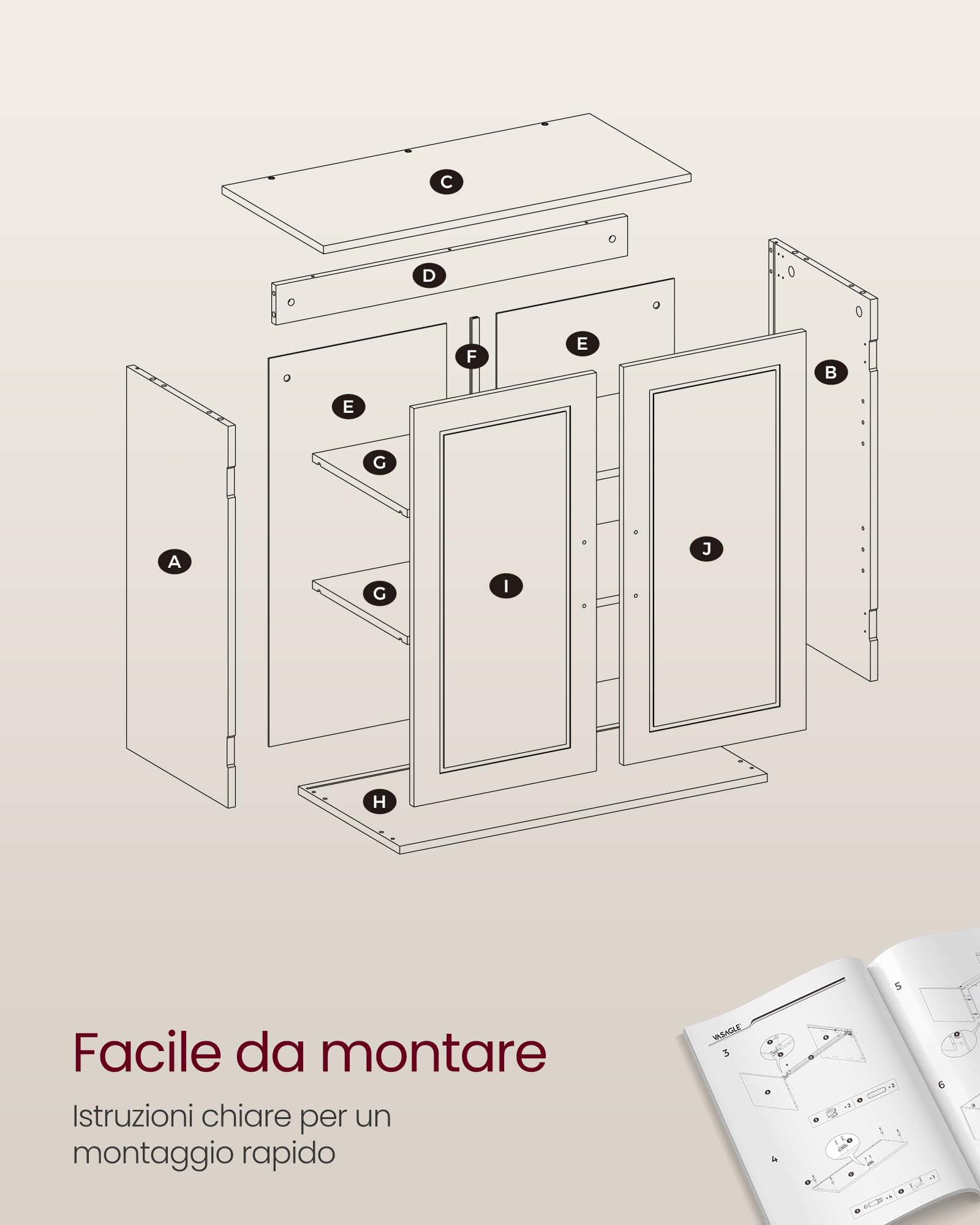 VASAGLE Armadietto Pensile da Bagno, Mobile Bagno Sospeso, 30 x 60 x 60 cm, Mobiletto da Parete con Ripiani Regolabili, Bianco Nuvola BBC321W01