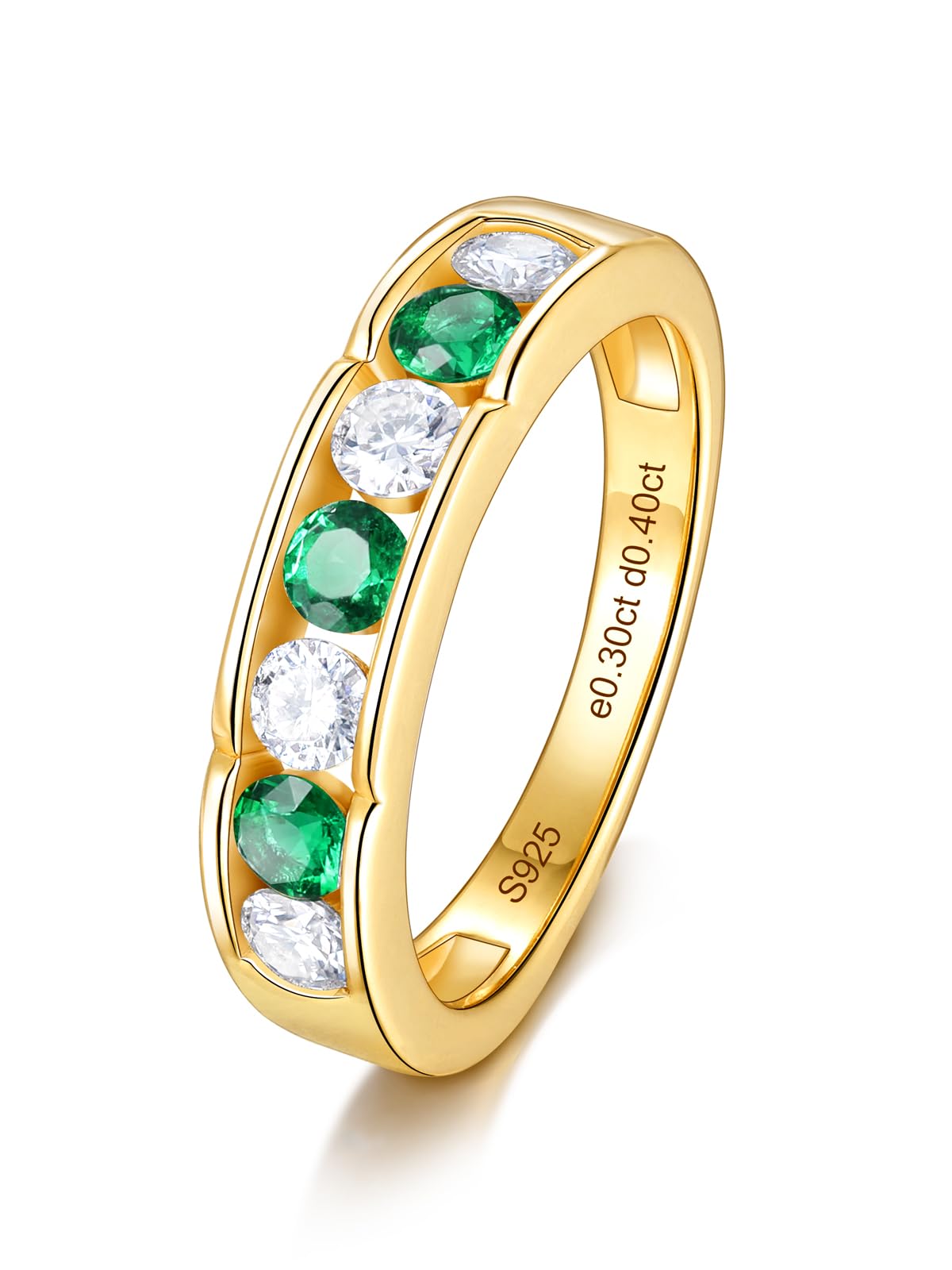 Color-D VVS1 Moissanite and Emerald Ring