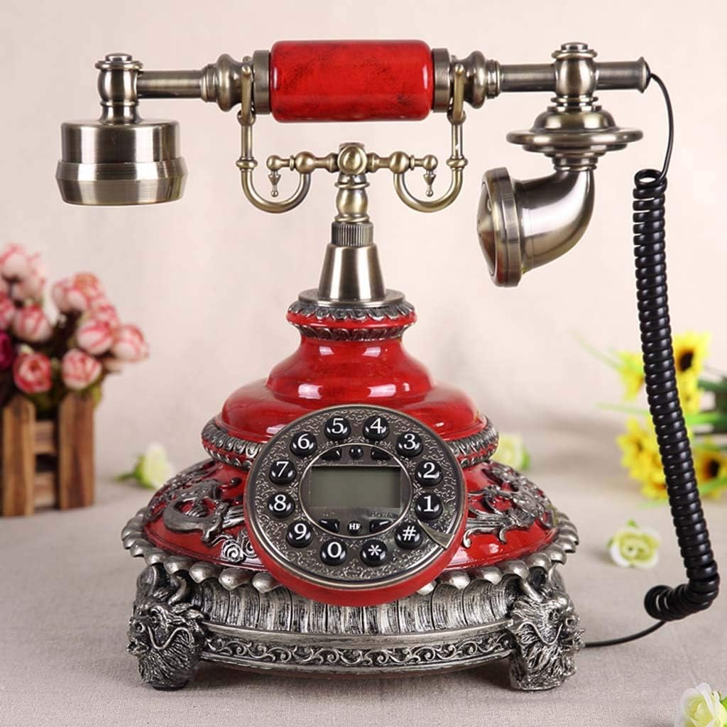 Antique Telephone Creative Retro Decorative Phone with Push Botton Telephone for Cafe Bar and Home Decor (Color : A)