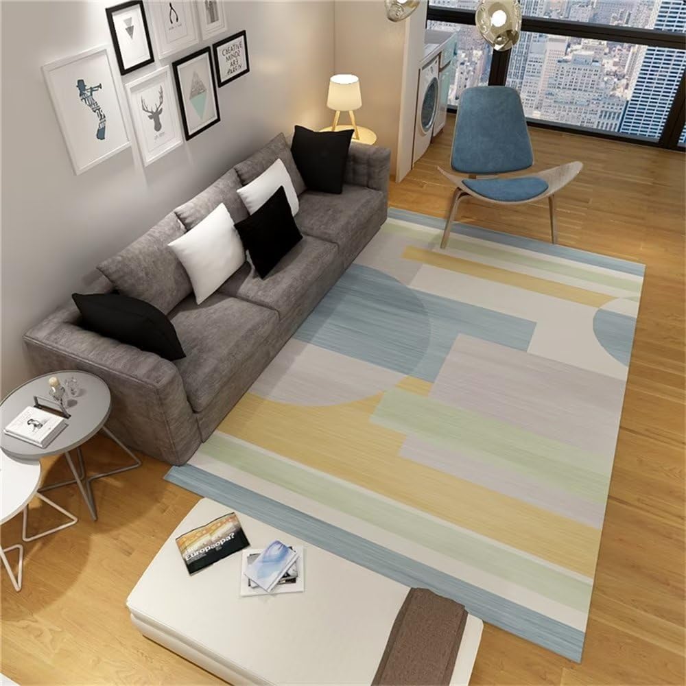 Tapis chien anti-griffures et grand tapis de salon gris-bleu résistant à l'usure