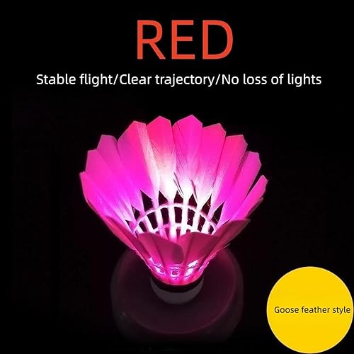 Miniatura 10 de Paquete de 4 volantes de bádminton LED Dark Night, juego de bádminton Birdie que brilla en la oscuridad para exteriores e interiores