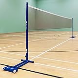 Vermont Badminton Netz und Pfosten – Stahlpfosten mit rutschfesten Rädern für Federball | Perfekt für den Garten oder Sportzentrum | 1,5 m Höhe entspricht die Profi Vorschriften (Pfosten + Netz)
