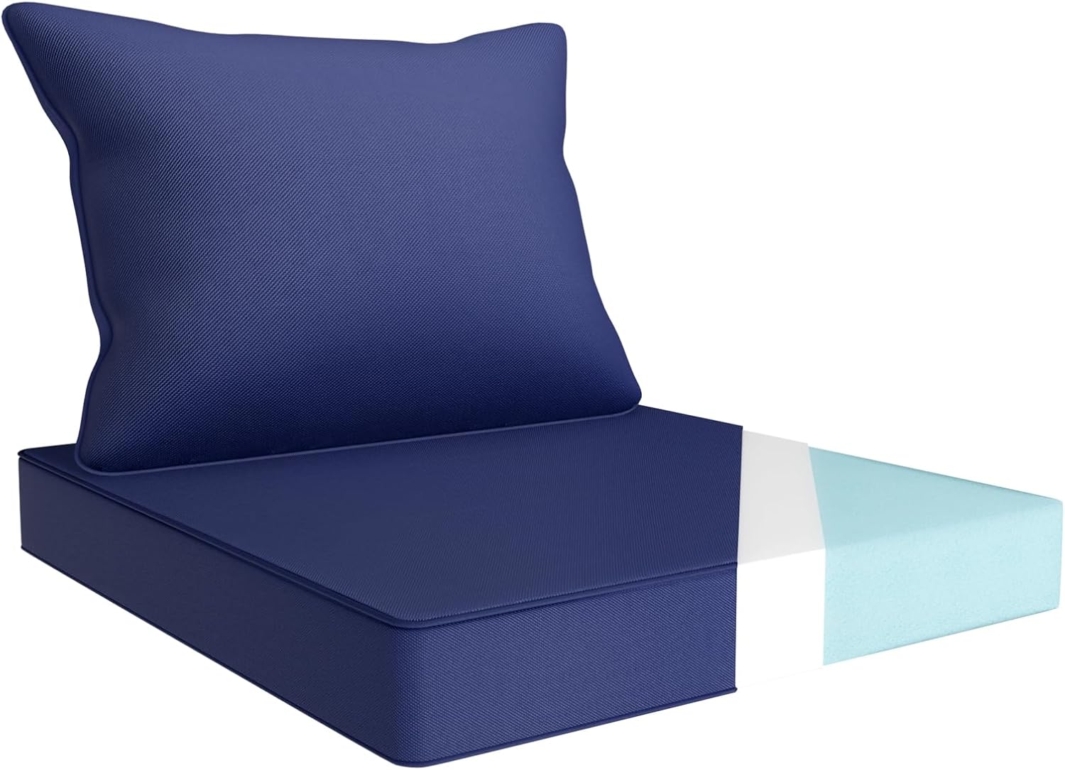 Outdoor Chair Cushion Set 22 x 22 Inch Waterproof Fade Resistant Patio Furniture Cushions with Handle and Adjustable Straps Back Seat Cushions for Wicker Seat and Couch