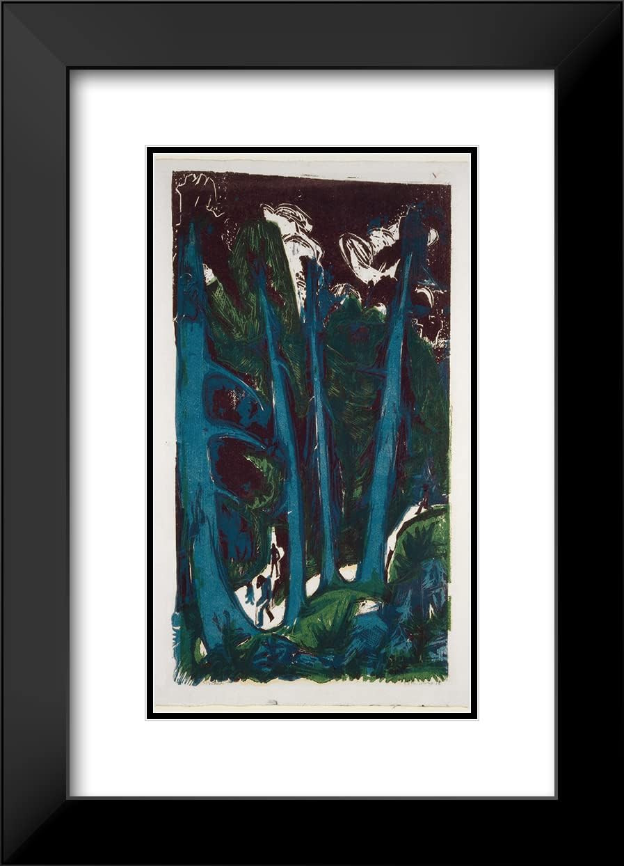 ArtDirect Ernst Ludwig Kirchner 12x18 Black Modern Frame and Double Matted Museum Art Print Titled - For Trees (1918)