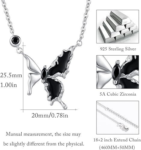 Miniatura 4 de CUOKA MIRACLE Butterfly Jewelry, 925 Sterling Silver Butterfly Necklace Dainty Moonstone Butterflies Pendant Mothers Day Gift for Women Mom Graduate