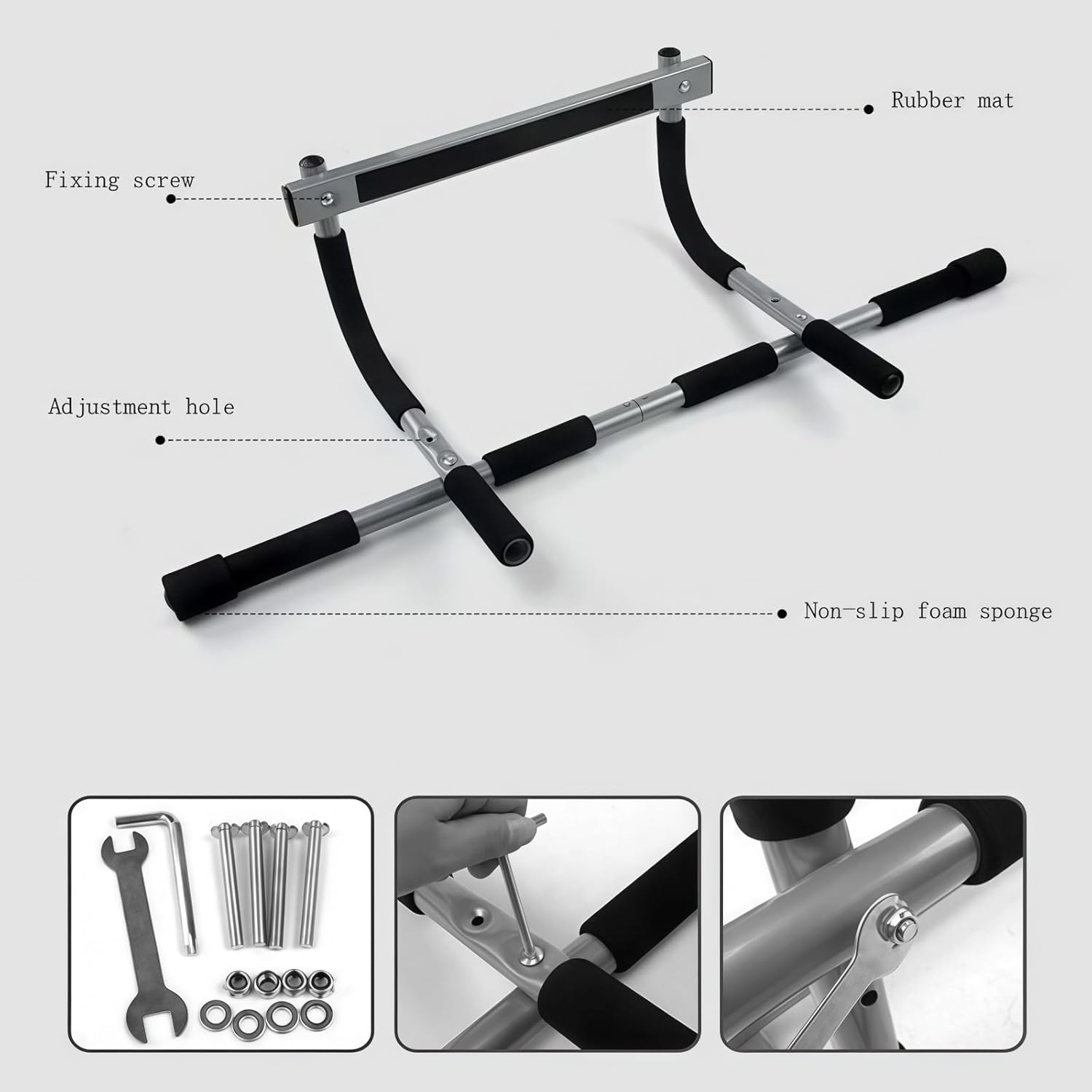 Doorway Pull Up Bar | Heavy-Duty Steel Multi-Function Fitness Chin Up Bar, Max Limit 330 lbs, Fits Standard Door Frames, No-Drill Design for Home Strength Training, Pull-ups and Push-ups