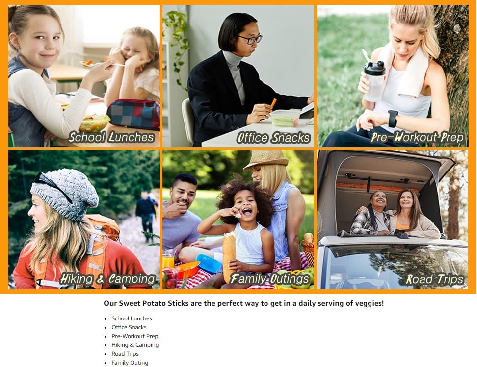 Miniatura 6 de Bocadillos secos de batata envueltos individualmente 25  Palitos de batata veganos 100% naturales  Sin edulcorantes añadidos, gluten ni transgénicos