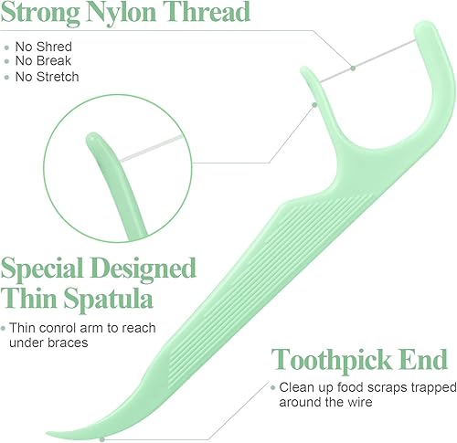 Miniatura 2 de 300 hilos dentales de ortodoncia para aparatos ortopédicos con dispensador de hilo dental, hilo dental para dientes de niños y adultos, hilo dental