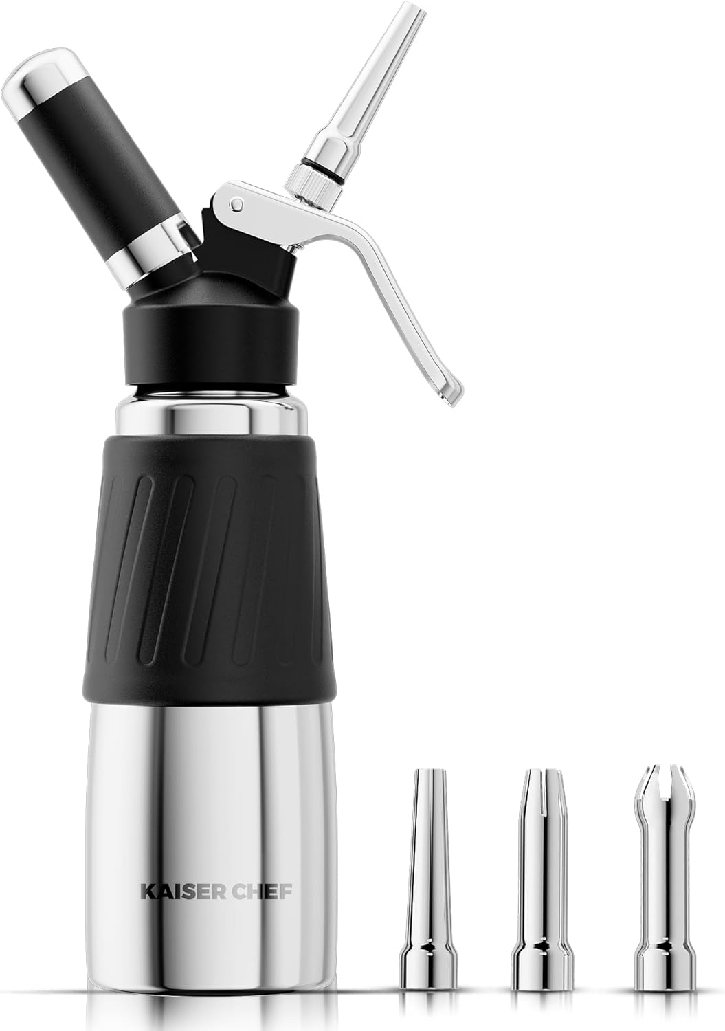 Product image of Whipped Cream Dispenser,Stainless Steel Bottle With Aluminum Head,1-Pint/500mL,Whip Cream Maker Canister with 3 Decorating Nozzles & Cleaning Brush - Need To Use N2O Chargers (Not Included) (500ml)