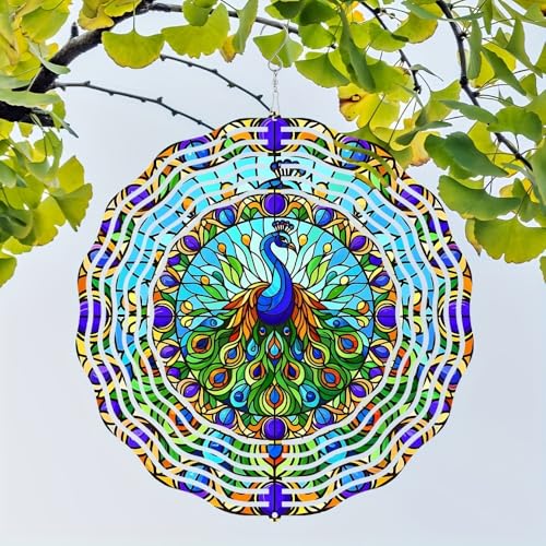 Stainless Steel Peacock Wind Spinner - 1PC Outdoor Hanging 3D Metal Wind Sculpture, Kinetic Yard Art Decorations, No-Feather Garden Patio Ornament, Ideal Gift for Home, Wedding, Birthday, Christmas