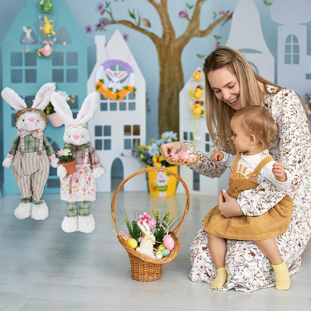 LYFJMUS 2 Pack 30 in Easter Bunny Decorations Large Rabbit Outdoor Decorations Standing Easter Rabbit Decor Statue Spring Home Decor Bunny for Home Table Office Kitchen Farmhouse