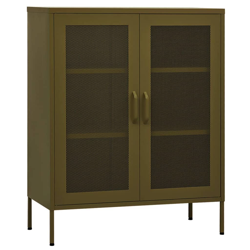 Armadio da ufficio, autoportante, in metallo, per aziende, ufficio, scuola, verde oliva, 80 x 35 x 101,5 cm, in acciaio (facile da montare)