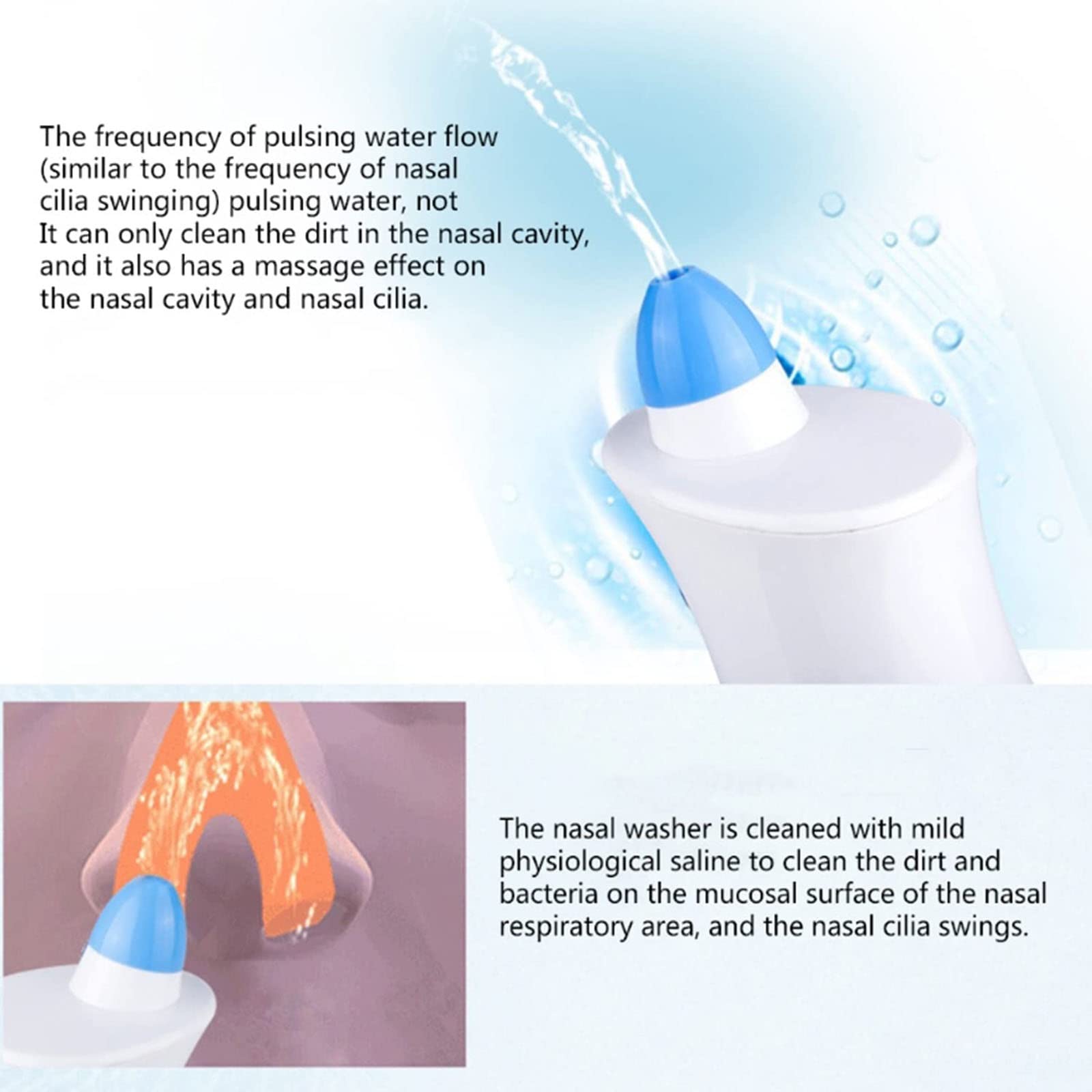 CEEBUS Irrigador Nasal eléctrico Máquina de Limpieza de Nariz portátil Limpiador de Lavado Nasal de 300 ml con Dos Picos para Adultos Niños Prevenir la rinitis alérgica Olla Enjuague Nasal