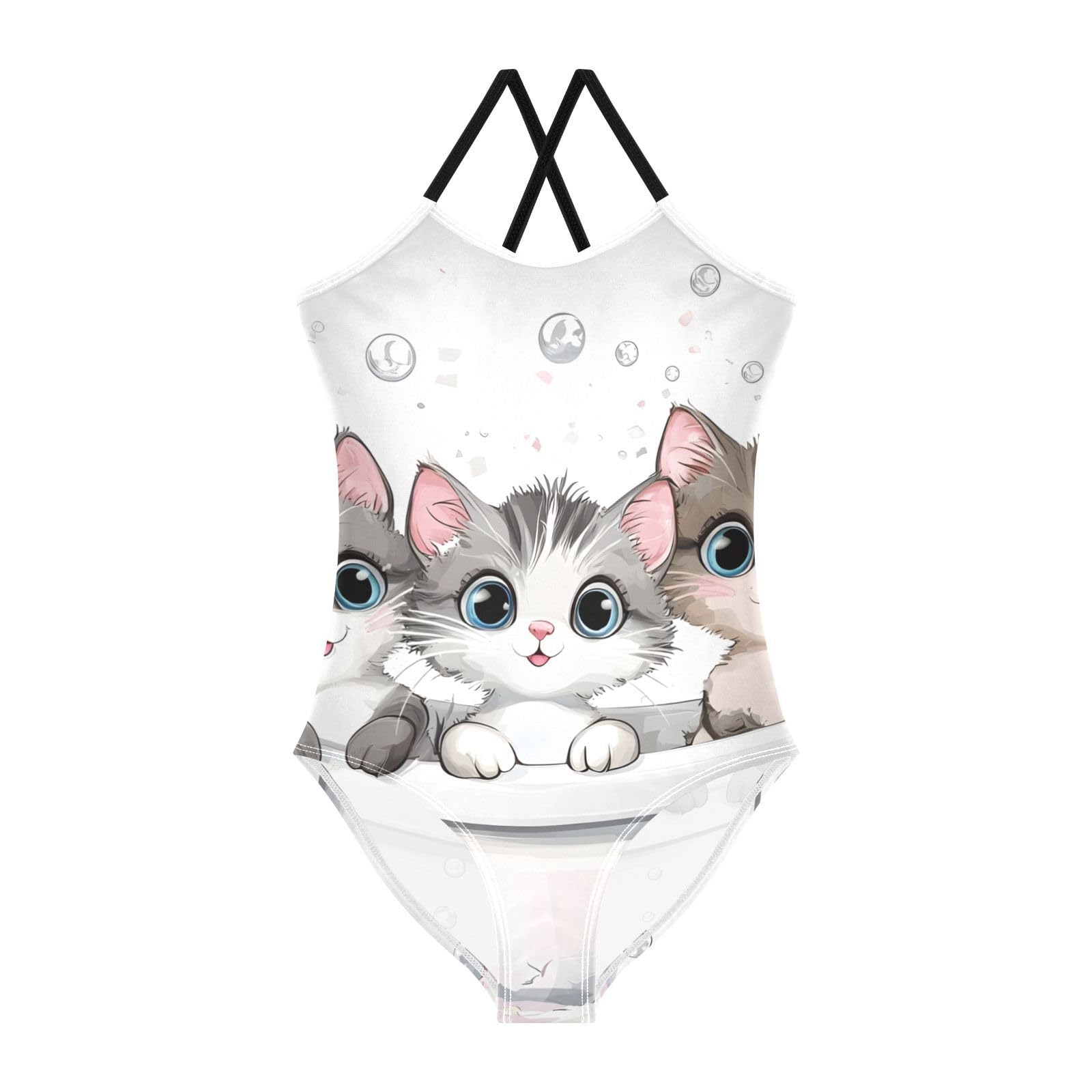 Toddler Cute Three Cats Bathtub Girls One Pieces Swimsuit Cute Swimwear Bathing Suits 4T 202b8831